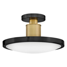 Luminosa Lighting Elstead Kieran Integrated Led Semi-Flush Ceiling Light Black & Brass 2700K, 3000K, 3500K, 4000K, 5000K - thumbnail 6