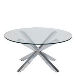 Furniture To Go Heaven Round Coffee Table With Glass Top And Chrome Legs - thumbnail 1