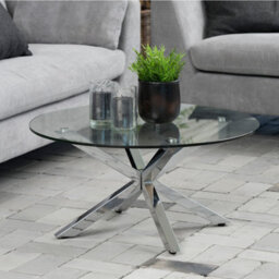Furniture To Go Heaven Round Coffee Table With Glass Top And Chrome Legs - thumbnail 5