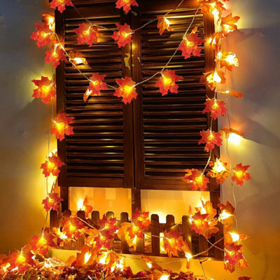 Amorly 2Pack Light Up Fall Maple Leaf Garland, 3M Halloween Home Decor, Battery Powered String Lights For Indoor & Outdoor Use - image 1