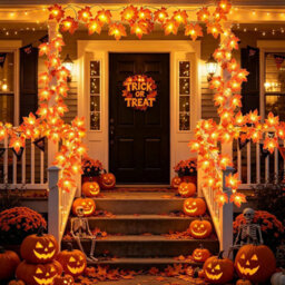 Amorly 2Pack Light Up Fall Maple Leaf Garland, 3M Halloween Home Decor, Battery Powered String Lights For Indoor & Outdoor Use - thumbnail 8