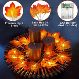 Amorly 2Pack Light Up Fall Maple Leaf Garland, 3M Halloween Home Decor, Battery Powered String Lights For Indoor & Outdoor Use - thumbnail 3