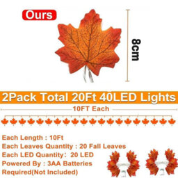 Amorly 2Pack Light Up Fall Maple Leaf Garland, 3M Halloween Home Decor, Battery Powered String Lights For Indoor & Outdoor Use - thumbnail 5