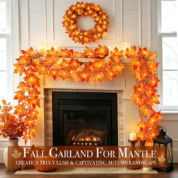 Amorly 2Pack Light Up Fall Maple Leaf Garland, 3M Halloween Home Decor, Battery Powered String Lights For Indoor & Outdoor Use - thumbnail 6