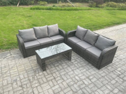 Fimous Patio Garden Furniture Sets Wicker Outdoor Rattan Furniture Sofa Sets With Rectangular Coffee Table - thumbnail 2
