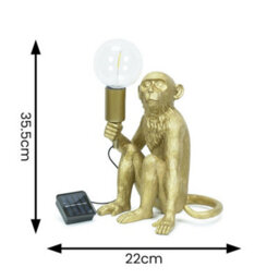 Valuelights Solar Powered Outdoor Garden Gold Monkey Table Lamp Animal Statue Light - thumbnail 7