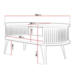 Modern Coffee Table Roenni Oval Shape Open Storage Space Black With Light Graphite - thumbnail 4