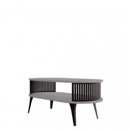 Modern Coffee Table Roenni Oval Shape Open Storage Space Black With Light Graphite - thumbnail 3