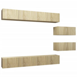 Berkfield Modern 6 Piece Tv Cabinet Set Sonoma Oak Engineered Wood - thumbnail 1