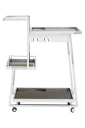 Orsina Durable 3 Tier Silver Finish Trolley, Elegant Garden Drinks Trolley For Parties, Steel Kitchen Trolley - thumbnail 3