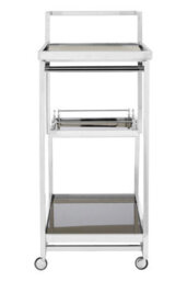 Orsina Durable 3 Tier Silver Finish Trolley, Elegant Garden Drinks Trolley For Parties, Steel Kitchen Trolley - thumbnail 2