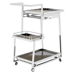 Orsina Durable 3 Tier Silver Finish Trolley, Elegant Garden Drinks Trolley For Parties, Steel Kitchen Trolley - thumbnail 4