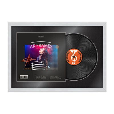 "AK Frames 25X17"" White Classic Vinyl Record Frame With Black Mount For 12 Inch Lp Cover & Disc - Overlapped Design" - image 1