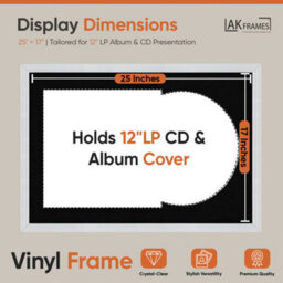 "AK Frames 25X17"" White Classic Vinyl Record Frame With Black Mount For 12 Inch Lp Cover & Disc - Overlapped Design" - thumbnail 2