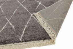 Grey Diamond Shaggy Kilim Luxurious Modern Moroccan Geometric Rug For Dining Room-200Cm X 290Cm - thumbnail 4