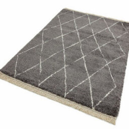 Grey Diamond Shaggy Kilim Luxurious Modern Moroccan Geometric Rug For Dining Room-200Cm X 290Cm - thumbnail 5