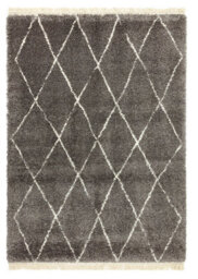 Grey Diamond Shaggy Kilim Luxurious Modern Moroccan Geometric Rug For Dining Room-200Cm X 290Cm - thumbnail 1