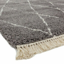 Grey Diamond Shaggy Kilim Luxurious Modern Moroccan Geometric Rug For Dining Room-200Cm X 290Cm - thumbnail 2