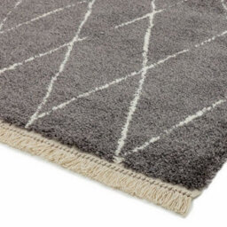 Grey Diamond Shaggy Kilim Luxurious Modern Moroccan Geometric Rug For Dining Room-200Cm X 290Cm - thumbnail 3