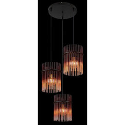 Luminosa Lighting Luminosa Gorley Cluster Pendant Ceiling Light Matt Black Blackberry Glass Shade 3X E27 - thumbnail 4