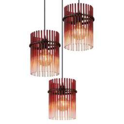 Luminosa Lighting Luminosa Gorley Cluster Pendant Ceiling Light Matt Black Blackberry Glass Shade 3X E27 - thumbnail 3