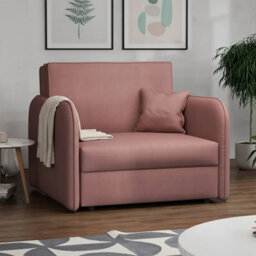 Viva Loft I Armchair With Sleep Function Storage Container Chipboard Wood Frame Metal Legs 95Cm Width Pink - thumbnail 2