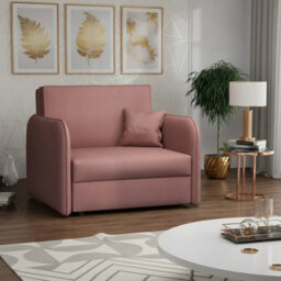 Viva Loft I Armchair With Sleep Function Storage Container Chipboard Wood Frame Metal Legs 95Cm Width Pink - thumbnail 1