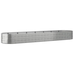 Berkfield Garden Planter Powder-Coated Steel 584X140X68 Cm Silver - thumbnail 2