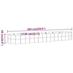 Berkfield Garden Planter Powder-Coated Steel 584X140X68 Cm Silver - thumbnail 6