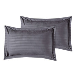 Casabella Satin Stripe Duvet Cover Sets, Single Grey Bedding With Satin Stripes, Single Duvet Set & Pillowcases - thumbnail 6