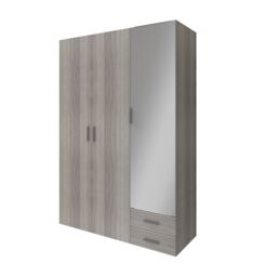 GoodHome Atomia Freestanding Matt Grey Oak Effect Chipboard Mirrored Triple 2 Drawer Wardrobe (H)2250mm (W)1000mm (D)580mm - thumbnail 2