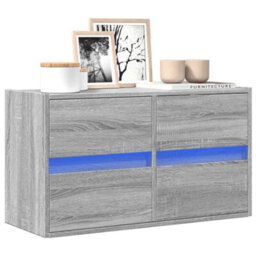 Berkfield Durable Tv Wall Cabinet With Led Lights Grey Sonoma 80X31X45 Cm - thumbnail 2
