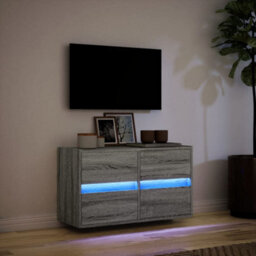 Berkfield Durable Tv Wall Cabinet With Led Lights Grey Sonoma 80X31X45 Cm - thumbnail 5
