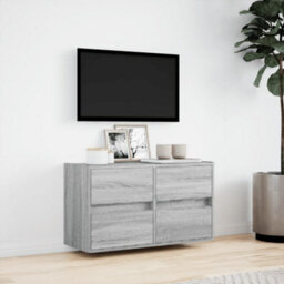 Berkfield Durable Tv Wall Cabinet With Led Lights Grey Sonoma 80X31X45 Cm - thumbnail 4