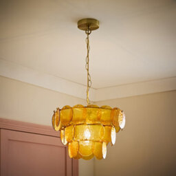 Valuelights Juliette Orange Glass Disc 3 Tier Chandelier Ceiling Pendant Light