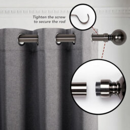 Aspire Homeware Plain Metal Curtain Pole With Ball Finials Extendable Rod 70-120 Cm (Black Nickel) - thumbnail 5