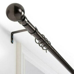 Aspire Homeware Plain Metal Curtain Pole With Ball Finials Extendable Rod 70-120 Cm (Black Nickel)