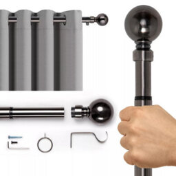 Aspire Homeware Plain Metal Curtain Pole With Ball Finials Extendable Rod 70-120 Cm (Black Nickel) - thumbnail 2