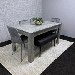 Kosy Koala Wooden Grey Dining Table Set With 4 Grey Velvet Chairs And 1 Black Bench - Dining Room Furniture