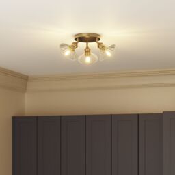 GoodHome Northwich Plate Satin Antique Brass Effect 3 Light Spotlight - thumbnail 2