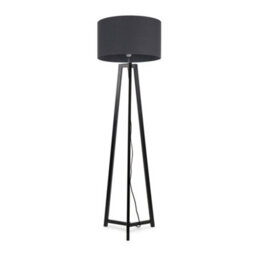 Valuelights Lottie Black Wood Tripod Floor Lamp With Charcoal Grey Drum Shade - thumbnail 2