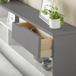 Save On Goods UK 5Ft King Size Pure White And Grey,wood,wooden Low Foot End, Bed Frame.shaker Style With Shelves. Storage Drawer Options - thumbnail 3