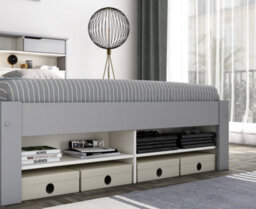 Save On Goods UK 5Ft King Size Pure White And Grey,wood,wooden Low Foot End, Bed Frame.shaker Style With Shelves. Storage Drawer Options - thumbnail 4