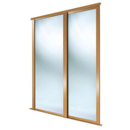 Spacepro Shaker Classic Shaker Mirrored Gloss Oak Effect 2 Door Sliding Wardrobe Door Kit (H)2220mm (W)610mm