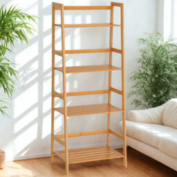 FURNOLD 4 Tier Bamboo Freestanding Ladder Bookcase Shelf - thumbnail 3