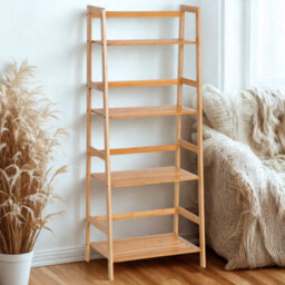 FURNOLD 4 Tier Bamboo Freestanding Ladder Bookcase Shelf - thumbnail 2