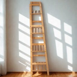 FURNOLD 4 Tier Bamboo Freestanding Ladder Bookcase Shelf - thumbnail 4