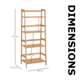 FURNOLD 4 Tier Bamboo Freestanding Ladder Bookcase Shelf - thumbnail 7