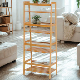 FURNOLD 4 Tier Bamboo Freestanding Ladder Bookcase Shelf - thumbnail 6