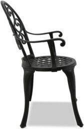Centurion Supports Prego Luxurious Garden And Patio Table And 4 Large Chairs With Armrests Cast Aluminium Bistro Set - Black - thumbnail 5